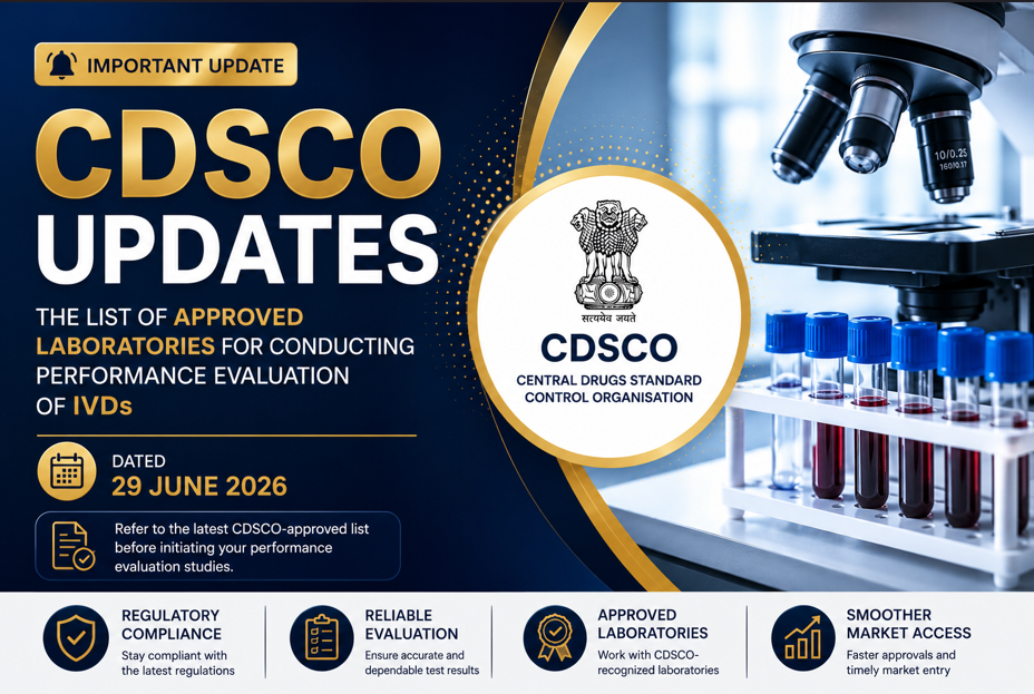 📢 CDSCO Updates the List of Laboratories for Conducting Performance Evaluation of IVD Medical Devices