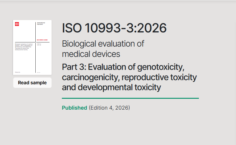 ISO 10993-3:2026: Key Changes and Implications for Medical Device Biological Evaluation